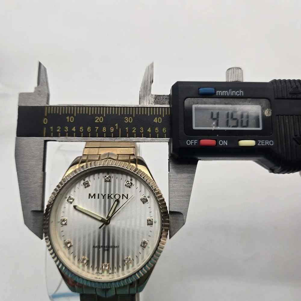 MIYKON Gold Watch Crystal Hour Markers, Gold Stretch Band (30M WR)